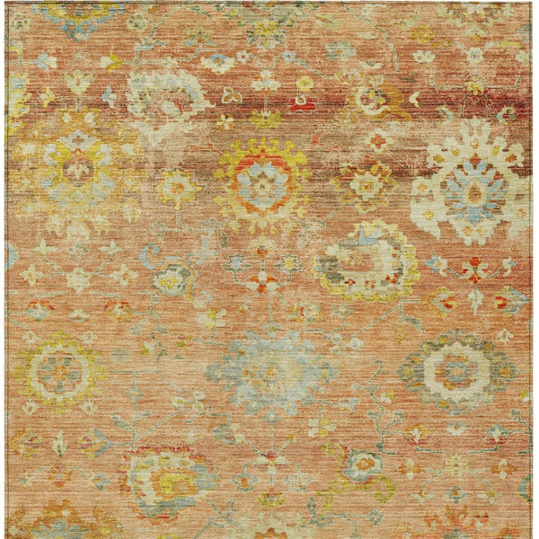 Homeroots 3' Beige Gray And Green Floral Washable Rug - Durable Indoor Outdoor Accent For Stylish Spaces 3' X 5' Polyester 604072