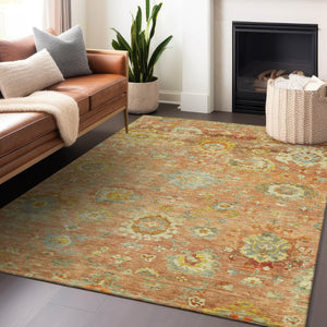 Homeroots 3' Beige Gray And Green Floral Washable Rug - Durable Indoor Outdoor Accent For Stylish Spaces 3' X 5' Polyester 604072