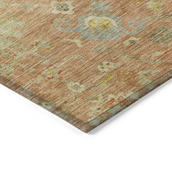 Homeroots 3' Beige Gray And Green Floral Washable Rug - Durable Indoor Outdoor Accent For Stylish Spaces 8' X 10' Polyester 604075