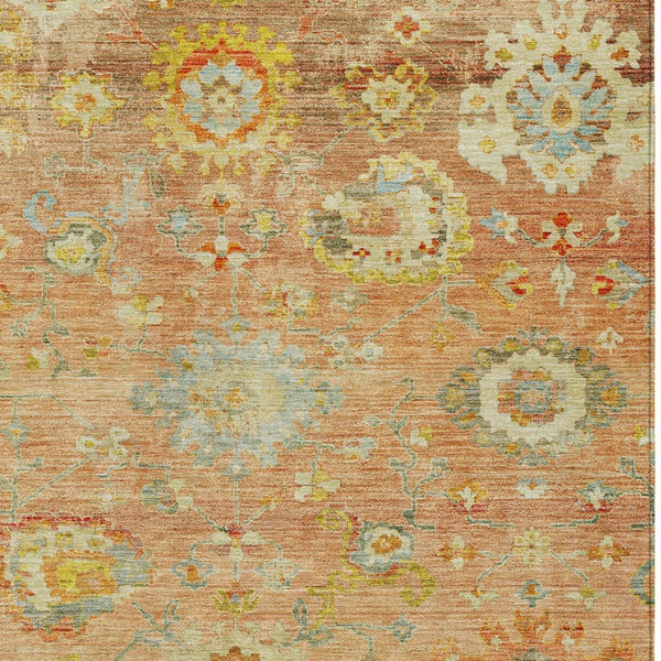 Homeroots 3' Beige Gray And Green Floral Washable Rug - Durable Indoor Outdoor Accent For Stylish Spaces 10' X 14' Polyester 604077