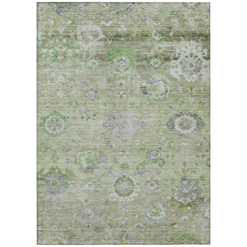 HomeRoots 5' Mint Green and Gray Floral Area Rug - Stylish, Durable, Washable for Indoor and Outdoor Spaces 5' X 8' 604079