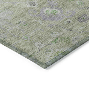 Homeroots 3' Beige Gray And Green Floral Washable Rug - Durable Indoor Outdoor Accent For Stylish Spaces 8' X 10' Polyester 604081