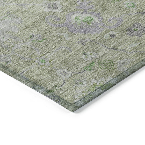 Homeroots 3' Beige Gray And Green Floral Washable Rug - Durable Indoor Outdoor Accent For Stylish Spaces 8' X 10' Polyester 604081