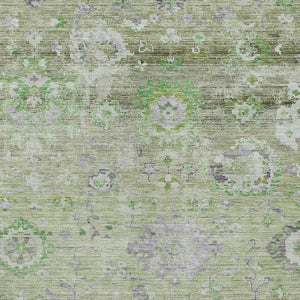 Homeroots 3' Beige Gray And Green Floral Washable Rug - Durable Indoor Outdoor Accent For Stylish Spaces 8' X 10' Polyester 604081