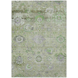 Homeroots 3' Beige Gray And Green Floral Washable Rug - Durable Indoor Outdoor Accent For Stylish Spaces 9' X 12' Polyester 604082