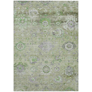 HomeRoots 9' X 12' Mint Green and Gray Floral Washable Area Rug - Durable, Stylish for Indoor & Outdoor Spaces 604082
