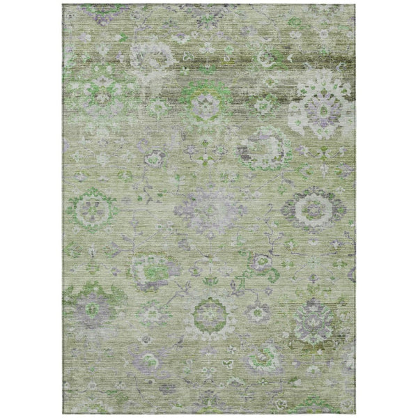 HomeRoots 5' Mint Green and Gray Floral Area Rug - Stylish, Durable, Washable for Indoor and Outdoor Spaces 10' X 14' 604083