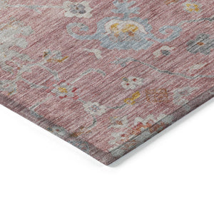 Homeroots 3' Beige Gray And Green Floral Washable Rug - Durable Indoor Outdoor Accent For Stylish Spaces 5' X 8' Polyester 604085