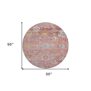 Homeroots 3' Beige Gray And Green Floral Washable Rug - Durable Indoor Outdoor Accent For Stylish Spaces 8' Round Polyester 604086