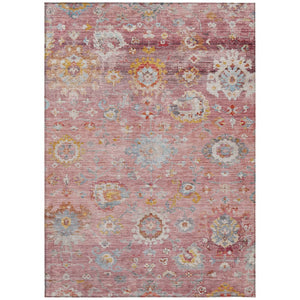 HomeRoots 9' X 12' Floral Washable Area Rug in Pink, Gray & Gold - Durable, Stylish for Indoor & Outdoor Use! 604088