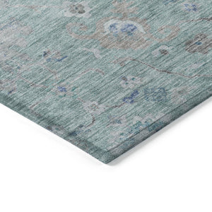 Homeroots 3' Beige Gray And Green Floral Washable Rug - Durable Indoor Outdoor Accent For Stylish Spaces 3' X 5' Polyester 604090