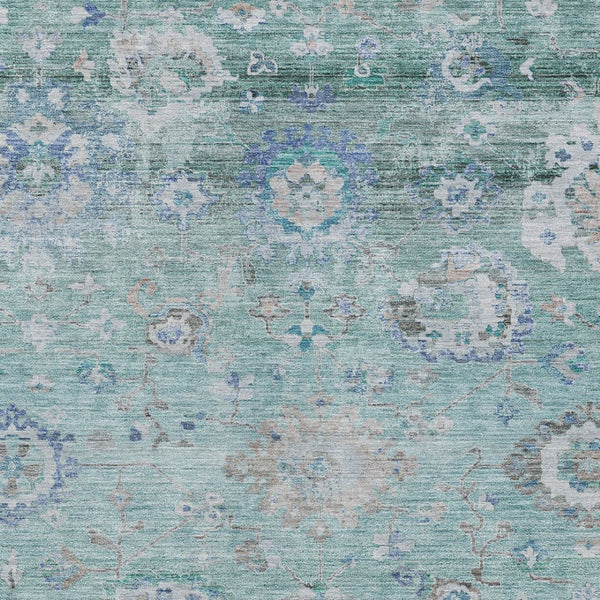 Homeroots 3' Beige Gray And Green Floral Washable Rug - Durable Indoor Outdoor Accent For Stylish Spaces 3' X 5' Polyester 604090