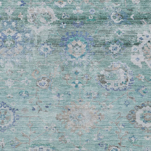 Homeroots 3' Beige Gray And Green Floral Washable Rug - Durable Indoor Outdoor Accent For Stylish Spaces 5' X 8' Polyester 604091