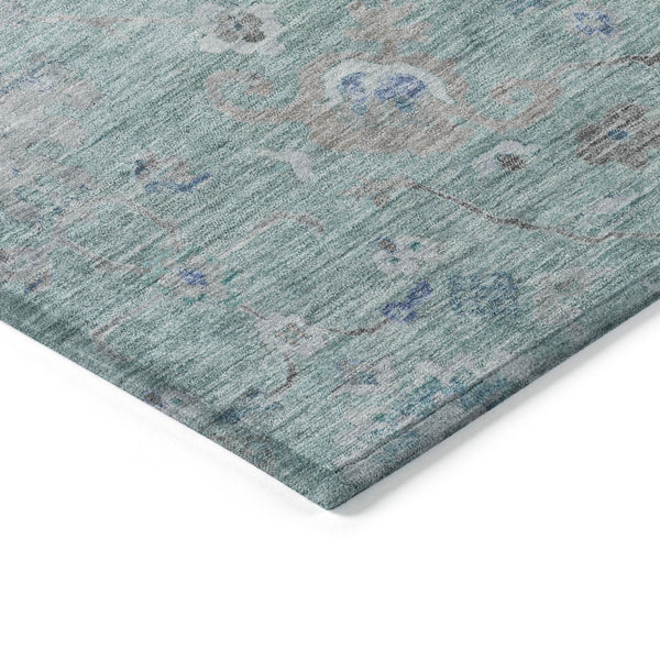 Homeroots 3' Beige Gray And Green Floral Washable Rug - Durable Indoor Outdoor Accent For Stylish Spaces 8' X 10' Polyester 604093
