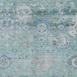 Homeroots 3' Beige Gray And Green Floral Washable Rug - Durable Indoor Outdoor Accent For Stylish Spaces 9' X 12' Polyester 604094