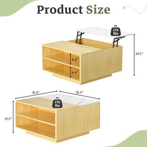 English Elm Lift Top Coffee Table Faux Marble Surface Hydraulic Storage Shelves Modern Home T3773P419176