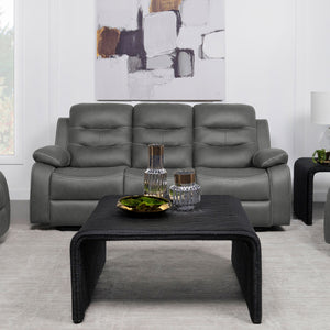 English Elm Kenneth Dark Grey Reclining Sofa with Contrast Stitching, Pillowtop Track Arms & Plush Cushioning for Cozy Living Rooms B062P353283