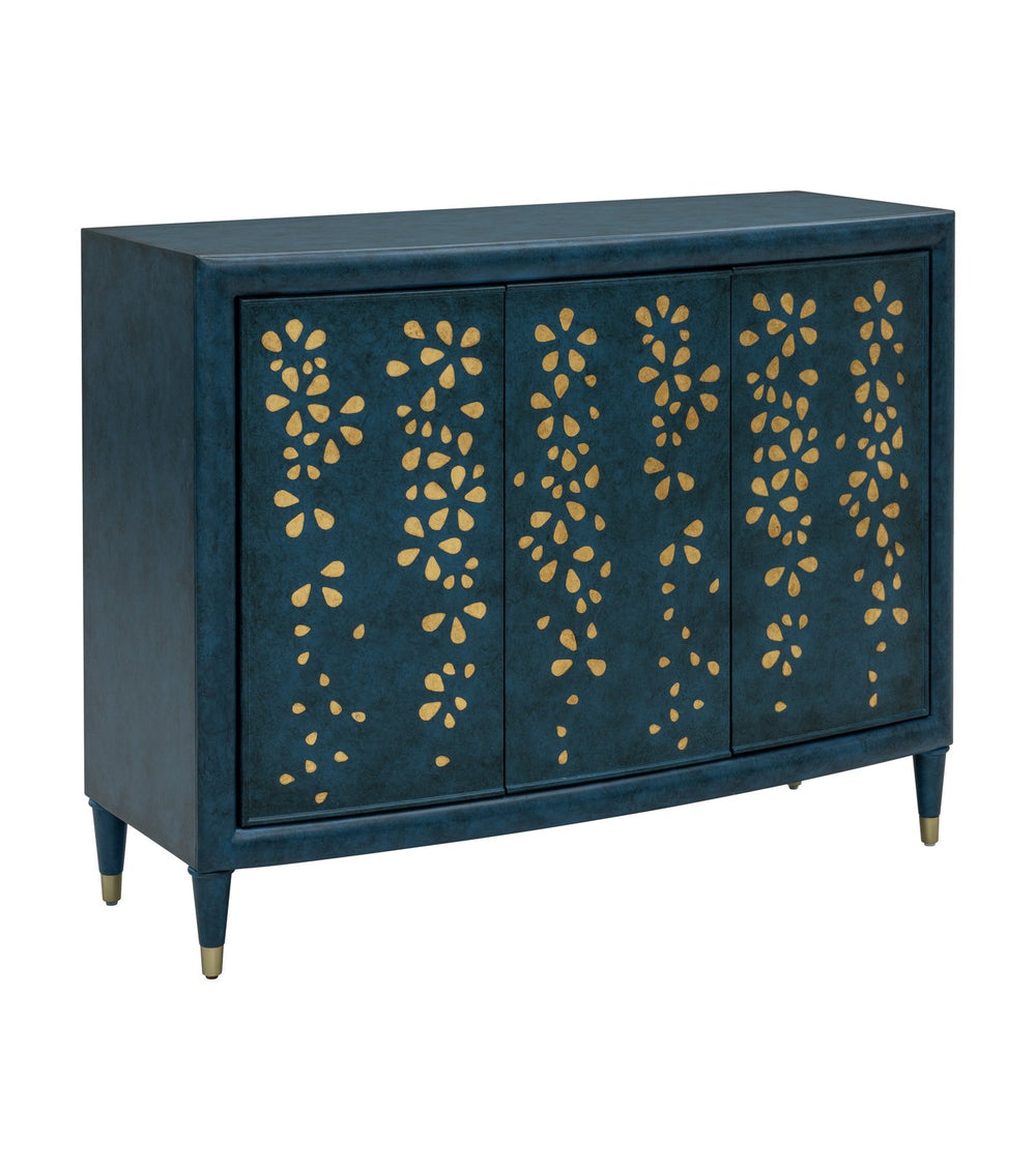 Basset Mirror Argento Accent Cabinet In Antique Royal Blue With Gold Floral Design - Stylish & Functional Storage Blue Rubberwood,Mdf,Maple Veneer 6041-lr-508
