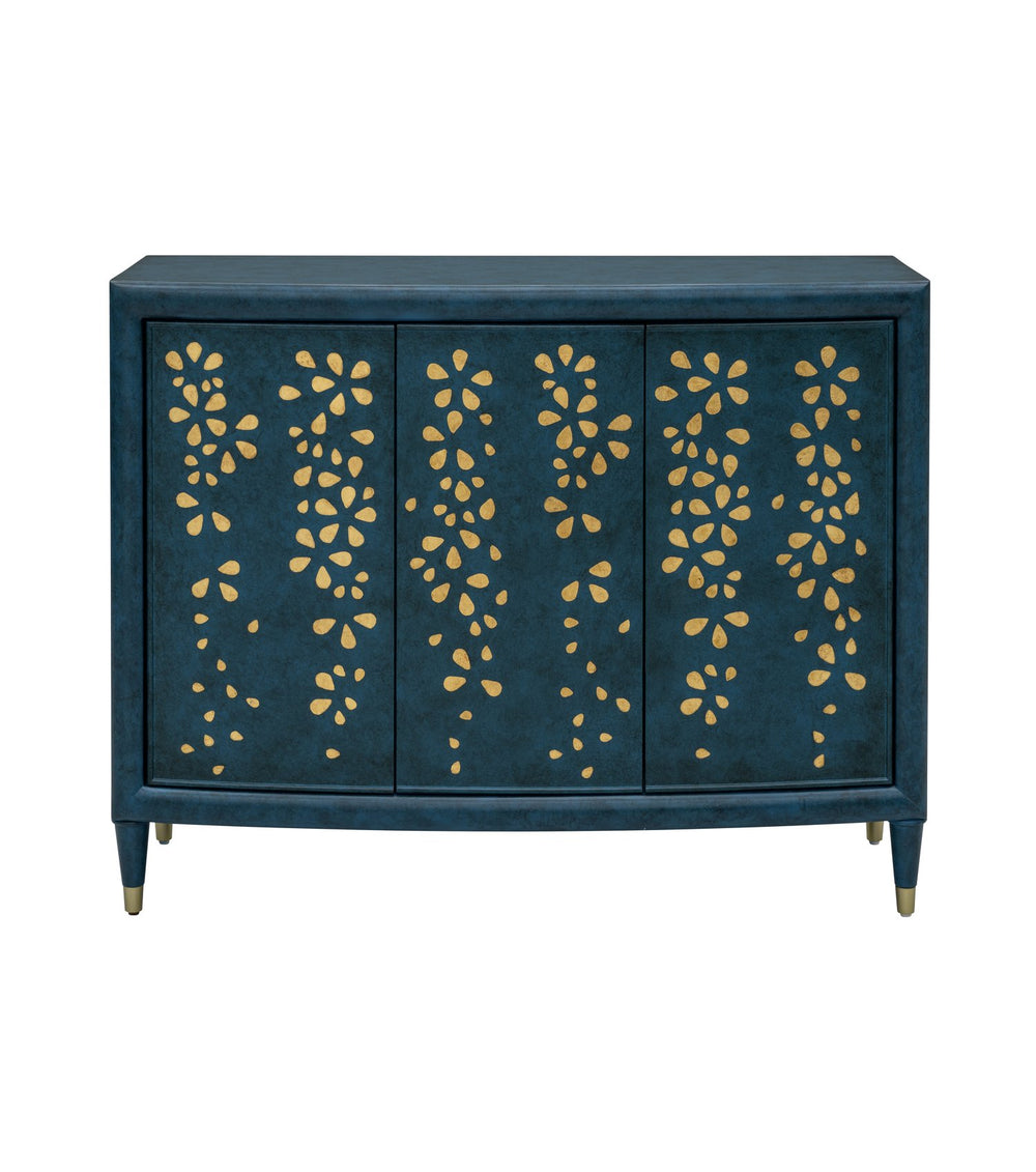 Basset Mirror Argento Accent Cabinet In Antique Royal Blue With Gold Floral Design - Stylish & Functional Storage Blue Rubberwood,Mdf,Maple Veneer 6041-lr-508