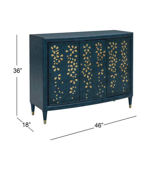Basset Mirror Argento Accent Cabinet In Antique Royal Blue With Gold Floral Design - Stylish & Functional Storage Blue Rubberwood,Mdf,Maple Veneer 6041-lr-508