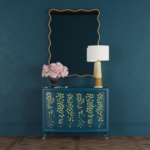 Basset Mirror Argento Accent Cabinet In Antique Royal Blue With Gold Floral Design - Stylish & Functional Storage Blue Rubberwood,Mdf,Maple Veneer 6041-lr-508