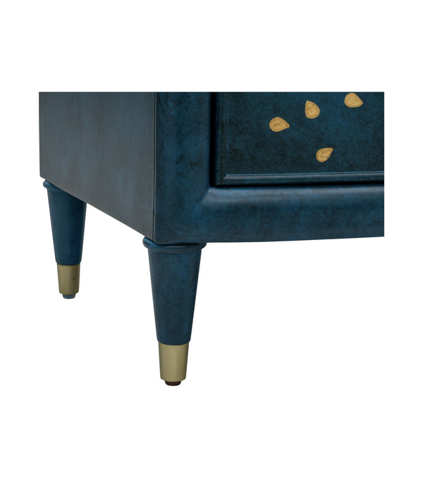 Basset Mirror Argento Accent Cabinet In Antique Royal Blue With Gold Floral Design - Stylish & Functional Storage Blue Rubberwood,Mdf,Maple Veneer 6041-lr-508
