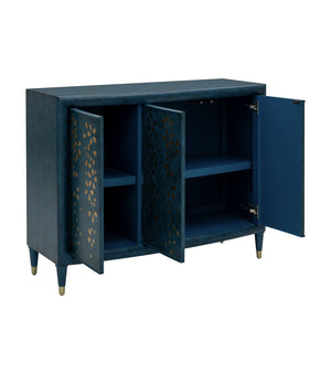 Basset Mirror Argento Accent Cabinet In Antique Royal Blue With Gold Floral Design - Stylish & Functional Storage Blue Rubberwood,Mdf,Maple Veneer 6041-lr-508