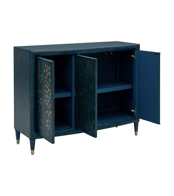 Basset Mirror Argento Accent Cabinet In Antique Royal Blue With Gold Floral Design - Stylish & Functional Storage Blue Rubberwood,Mdf,Maple Veneer 6041-lr-508