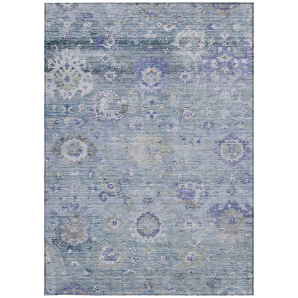 Homeroots 3' Beige Gray And Green Floral Washable Rug - Durable Indoor Outdoor Accent For Stylish Spaces 10' X 14' Polyester 604101