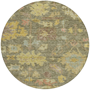 Homeroots 3' Stylish Floral Washable Area Rug For Indoor And Outdoor Use - Durable, Stain-resistant Design 8' Round Polyester 604104