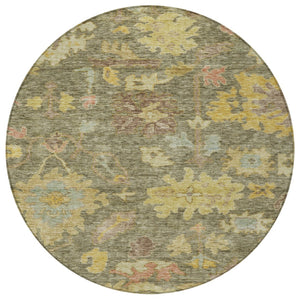 Homeroots 3' Stylish Floral Washable Area Rug For Indoor And Outdoor Use - Durable, Stain-resistant Design 8' Round Polyester 604104
