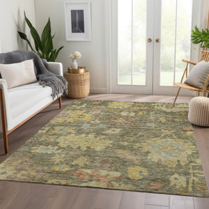Homeroots 3' Stylish Floral Washable Area Rug For Indoor And Outdoor Use - Durable, Stain-resistant Design 8' X 10' Polyester 604105