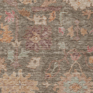 Homeroots 3' Stylish Floral Washable Area Rug For Indoor And Outdoor Use - Durable, Stain-resistant Design 5' X 8' Polyester 604109