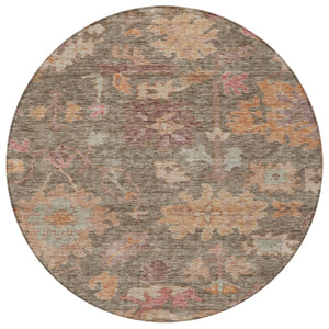 Homeroots 3' Stylish Floral Washable Area Rug For Indoor And Outdoor Use - Durable, Stain-resistant Design 8' Round Polyester 604110