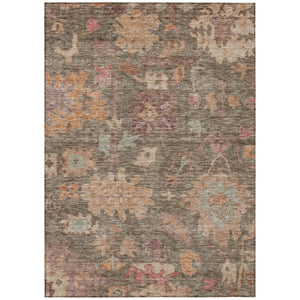 HomeRoots 9' X 12' Floral Area Rug in Brown and Tan – Durable, Washable Design for Indoor & Outdoor Use 604112