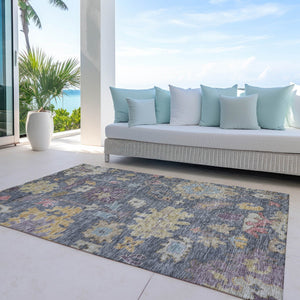 Homeroots 3' Stylish Floral Washable Area Rug For Indoor And Outdoor Use - Durable, Stain-resistant Design 3' X 5' Polyester 604114