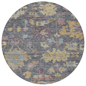 Homeroots 3' Stylish Floral Washable Area Rug For Indoor And Outdoor Use - Durable, Stain-resistant Design 8' Round Polyester 604116