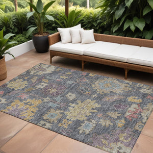 Homeroots 3' Stylish Floral Washable Area Rug For Indoor And Outdoor Use - Durable, Stain-resistant Design 9' X 12' Polyester 604118