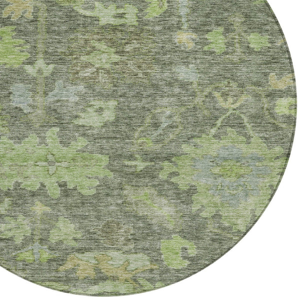 Homeroots 3' Stylish Floral Washable Area Rug For Indoor And Outdoor Use - Durable, Stain-resistant Design 8' Round Polyester 604122