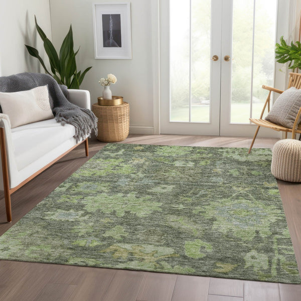 Homeroots 3' Stylish Floral Washable Area Rug For Indoor And Outdoor Use - Durable, Stain-resistant Design 8' X 10' Polyester 604123