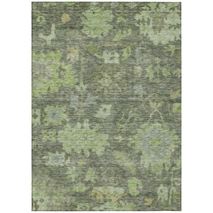 HomeRoots 9' X 12' Floral Area Rug in Fern & Olive Green - Washable, Durable, Stylish for Indoor & Outdoor Use 604124