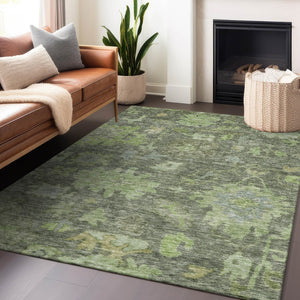 Homeroots 3' Stylish Floral Washable Area Rug For Indoor And Outdoor Use - Durable, Stain-resistant Design 10' X 14' Polyester 604125