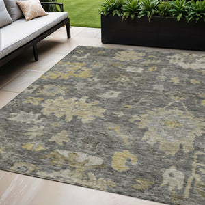 Homeroots 3' Stylish Floral Washable Area Rug For Indoor And Outdoor Use - Durable, Stain-resistant Design 5' X 8' Polyester 604127