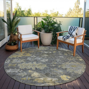 Homeroots 3' Stylish Floral Washable Area Rug For Indoor And Outdoor Use - Durable, Stain-resistant Design 8' Round Polyester 604128