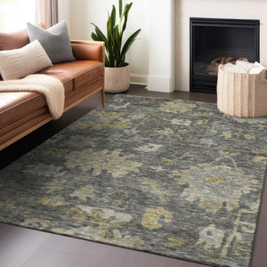 Homeroots 3' Stylish Floral Washable Area Rug For Indoor And Outdoor Use - Durable, Stain-resistant Design 8' X 10' Polyester 604129