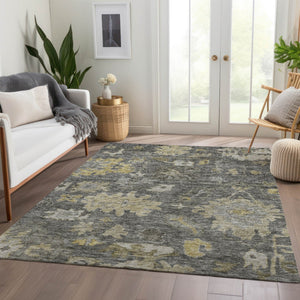 Homeroots 3' Stylish Floral Washable Area Rug For Indoor And Outdoor Use - Durable, Stain-resistant Design 9' X 12' Polyester 604130
