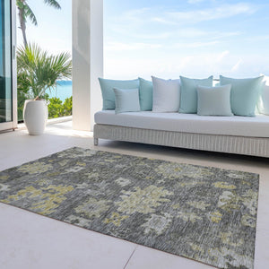 Homeroots 3' Stylish Floral Washable Area Rug For Indoor And Outdoor Use - Durable, Stain-resistant Design 10' X 14' Polyester 604131