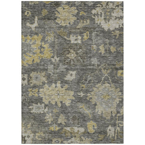 HomeRoots 5' Gray and Charcoal Floral Area Rug - Versatile, Washable Indoor/Outdoor Design for Elegant Spaces 10' X 14' 604131