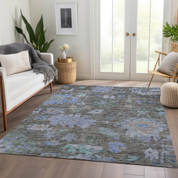 Homeroots 3' Stylish Floral Washable Area Rug For Indoor And Outdoor Use - Durable, Stain-resistant Design 9' X 12' Polyester 604136