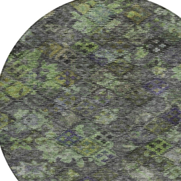HomeRoots 5' Durable Floral Area Rug for Indoor & Outdoor Use - Easy Maintenance, Stain Resistant Design 8' Round 604146